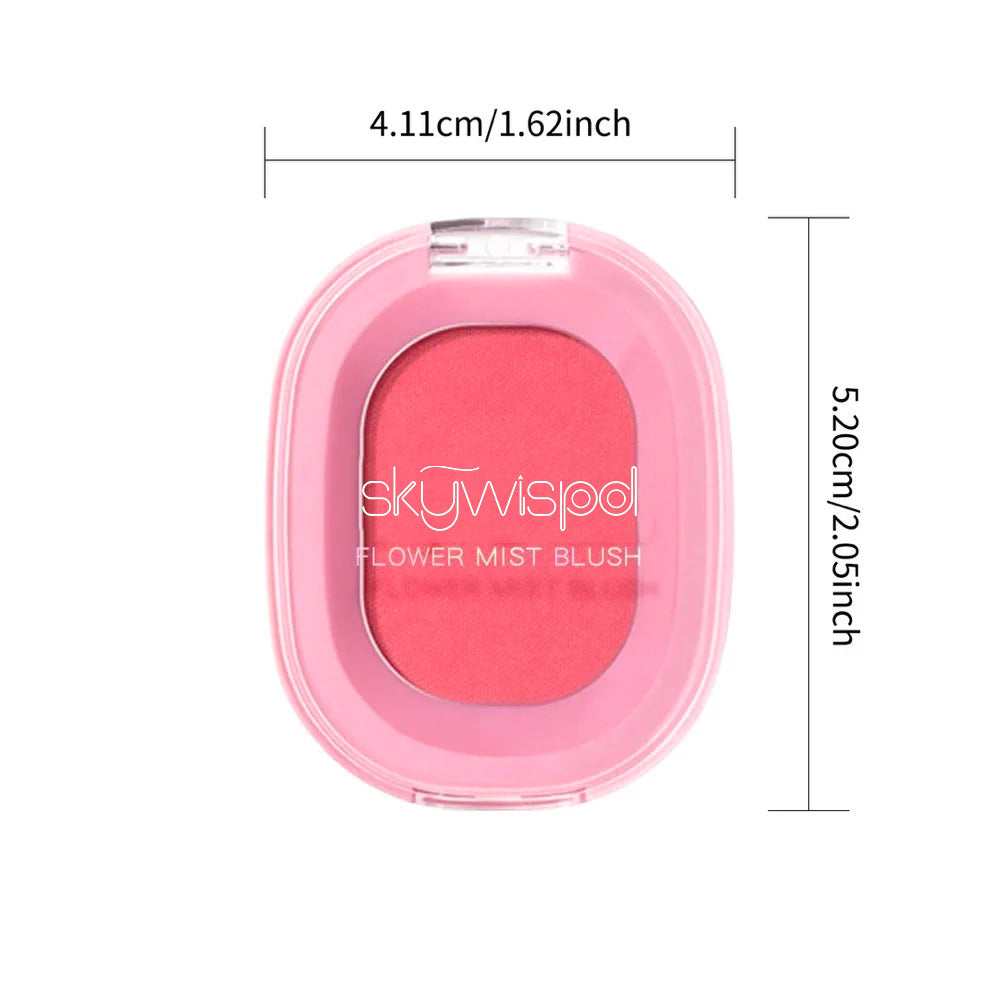 Monochromatic blush powder, fine matte finish, brightens skin tone