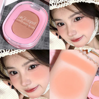 Monochromatic blush powder, fine matte finish, brightens skin tone﻿