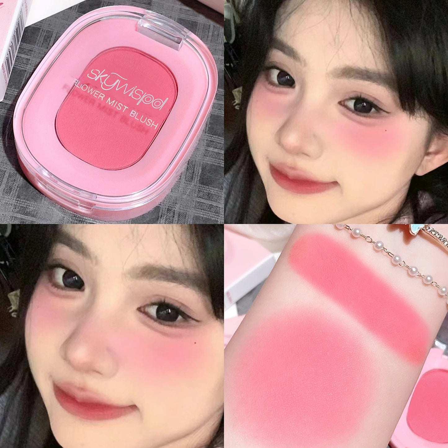 Monochromatic blush powder, fine matte finish, brightens skin tone﻿