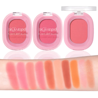 Monochromatic blush powder, fine matte finish, brightens skin tone﻿