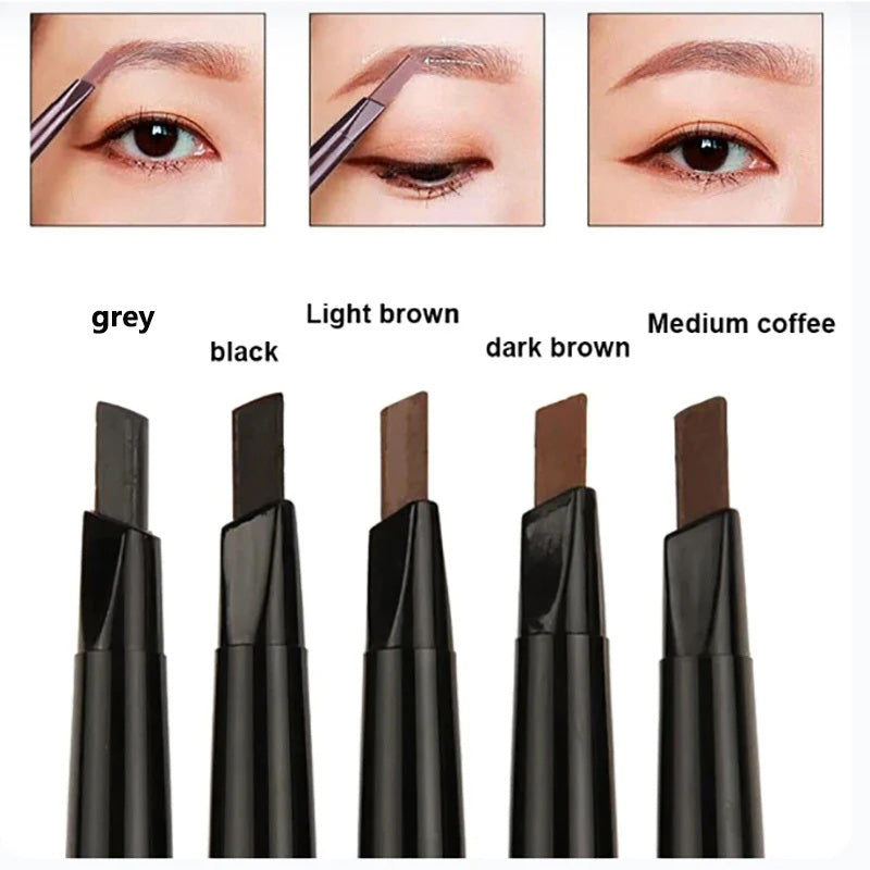 2-in-1 Waterproof Eyebrow Pencil 5 Colors, Long-Lasting