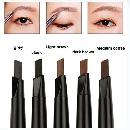 2-in-1 Waterproof Eyebrow Pencil 5 Colors, Long-Lasting