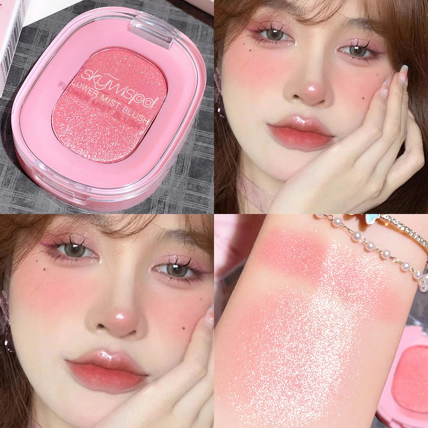 Monochromatic blush powder, fine matte finish, brightens skin tone﻿