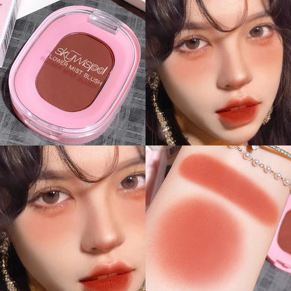 Monochromatic blush powder, fine matte finish, brightens skin tone﻿