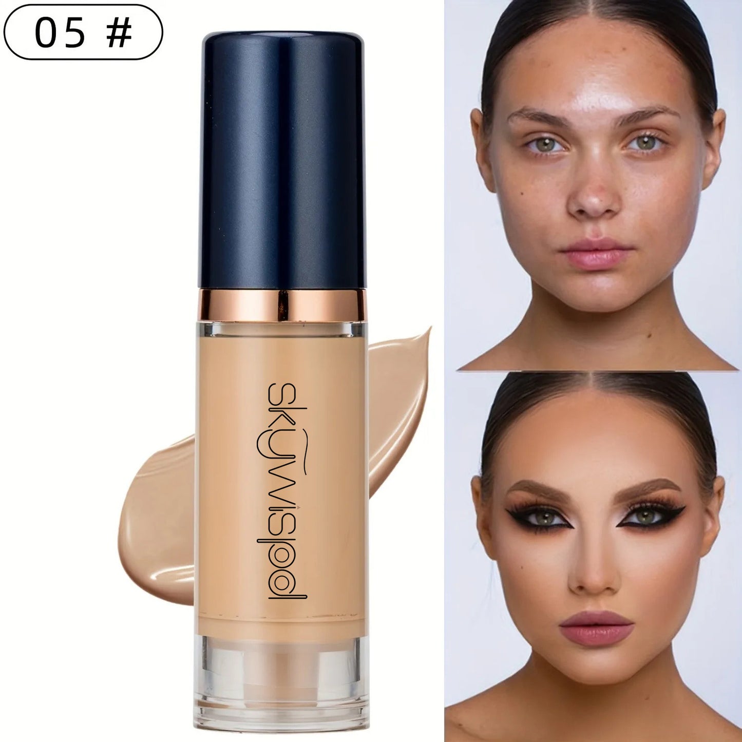 Beauty Glazed 6 Color Liquid Foundation Concealer - Full Coverage, Long-Lasting