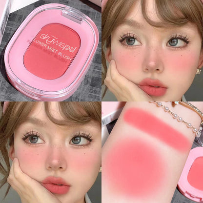Monochromatic blush powder, fine matte finish, brightens skin tone﻿