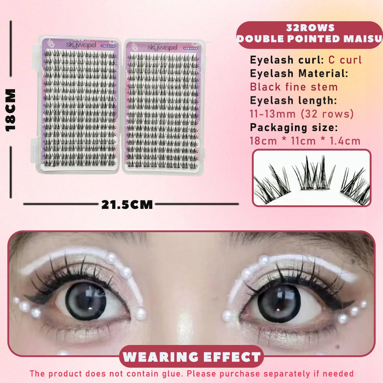 Double Wheat Large Capacity Individual Cluster Natural Look False lashes Wide Stems Novice friendly