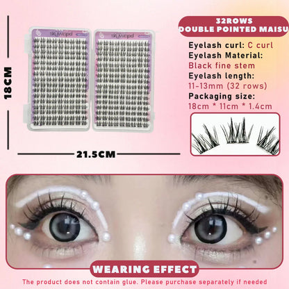 Double Wheat Large Capacity Individual Cluster Natural Look False lashes Wide Stems Novice friendly