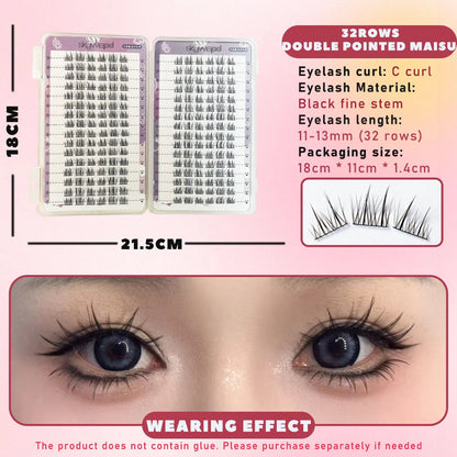 Double Wheat Large Capacity Individual Cluster Natural Look False lashes Wide Stems Novice friendly