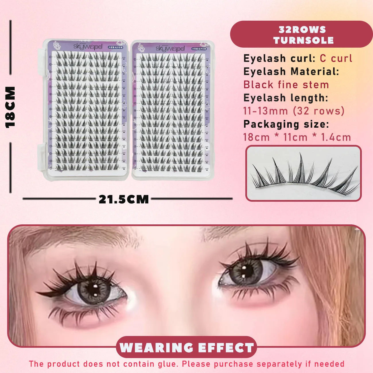 Double Wheat Large Capacity Individual Cluster Natural Look False lashes Wide Stems Novice friendly