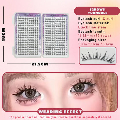 Double Wheat Large Capacity Individual Cluster Natural Look False lashes Wide Stems Novice friendly