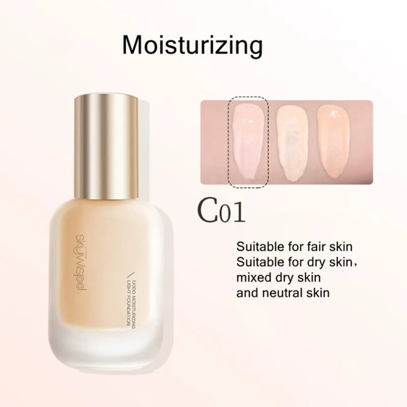 Hydrating Oil-Control Foundation Liquid Long-Lasting Matte Finish Lightweight Formula For Oily