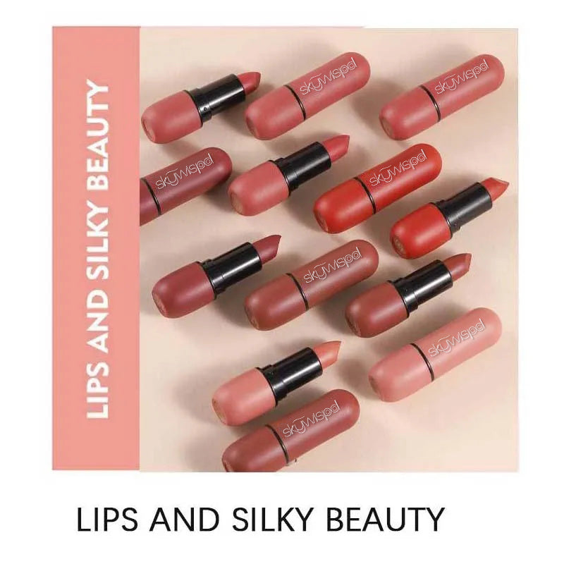 6-Color Matte Lipstick: Velvet Lip Color