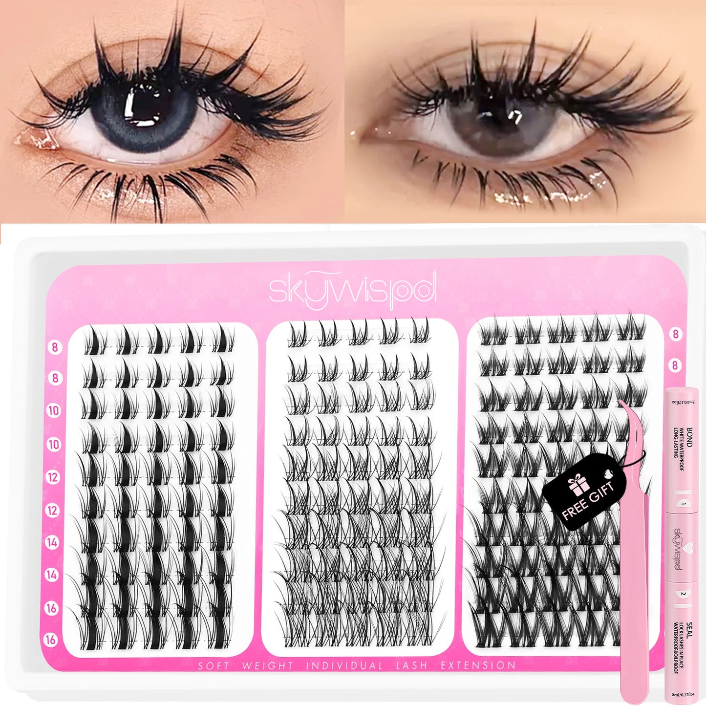 Manga Lash Clusters Kit Cat Lashes with Lash Bond