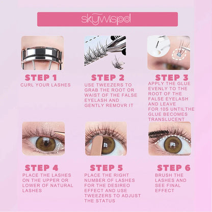 Double Wheat Large Capacity Individual Cluster Natural Look False lashes Wide Stems Novice friendly