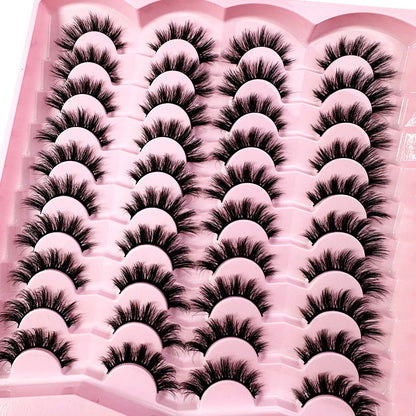 20pairs 5D Fluffy Eyelashes D Curl Lashes Thick Cat Eye Lashes Soft Wispy