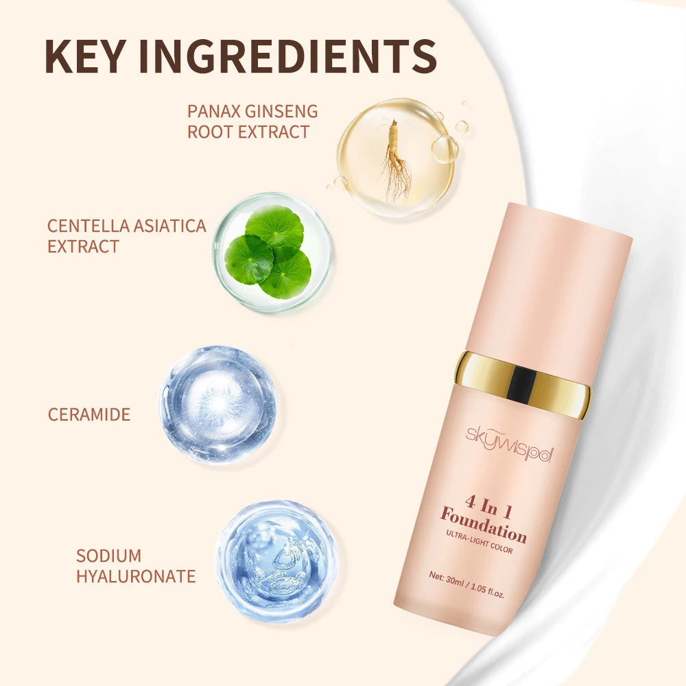 ﻿ 4 In 1 Foundation Long-wearing Moisturizing Waterproof Concealer Even Skin Tone
