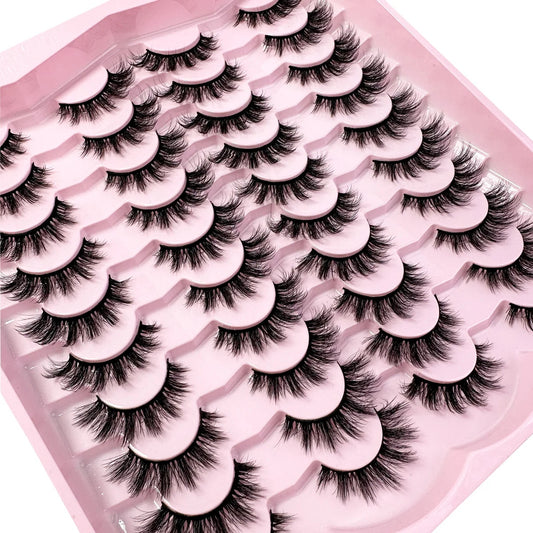20pairs 5D Fluffy Eyelashes D Curl Lashes Thick Cat Eye Lashes Soft Wispy