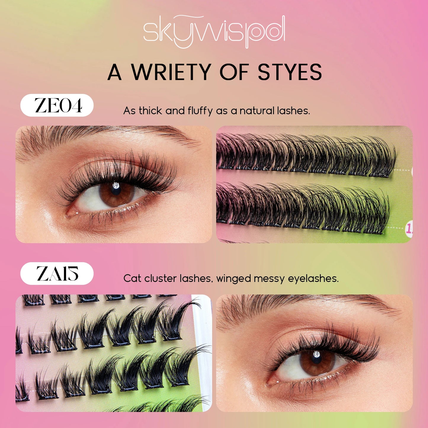 Glue-Free DIY Individual Eyelash Extension Natural Soft Lashes No Glue Needed Segmented Lash
