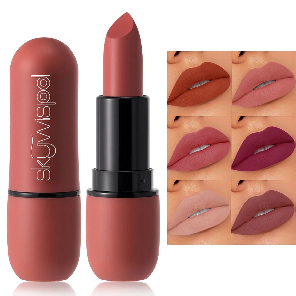 6-Color Matte Lipstick: Velvet Lip Color