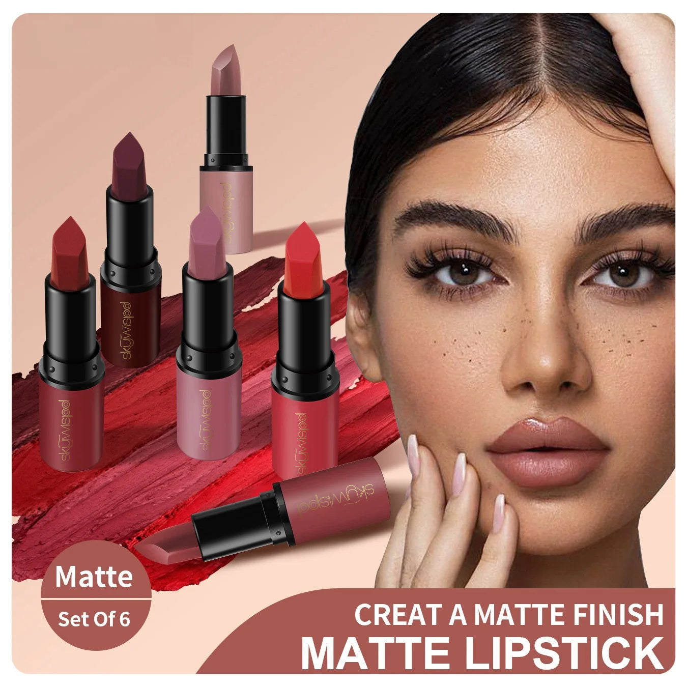 6PCS lipstick set Aterproof long-lasting non-stick cup nude lip