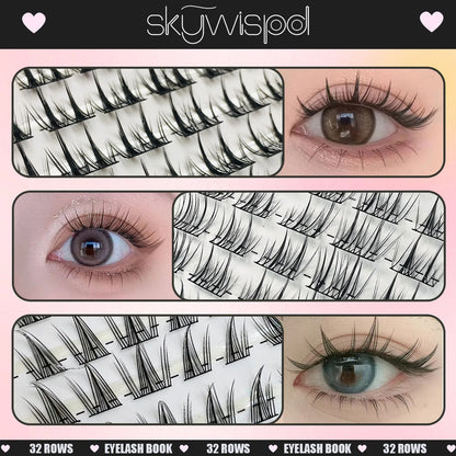 Double Wheat Large Capacity Individual Cluster Natural Look False lashes Wide Stems Novice friendly