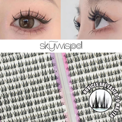 Double Wheat Large Capacity Individual Cluster Natural Look False lashes Wide Stems Novice friendly