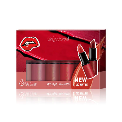 6PCS lipstick set Aterproof long-lasting non-stick cup nude lip