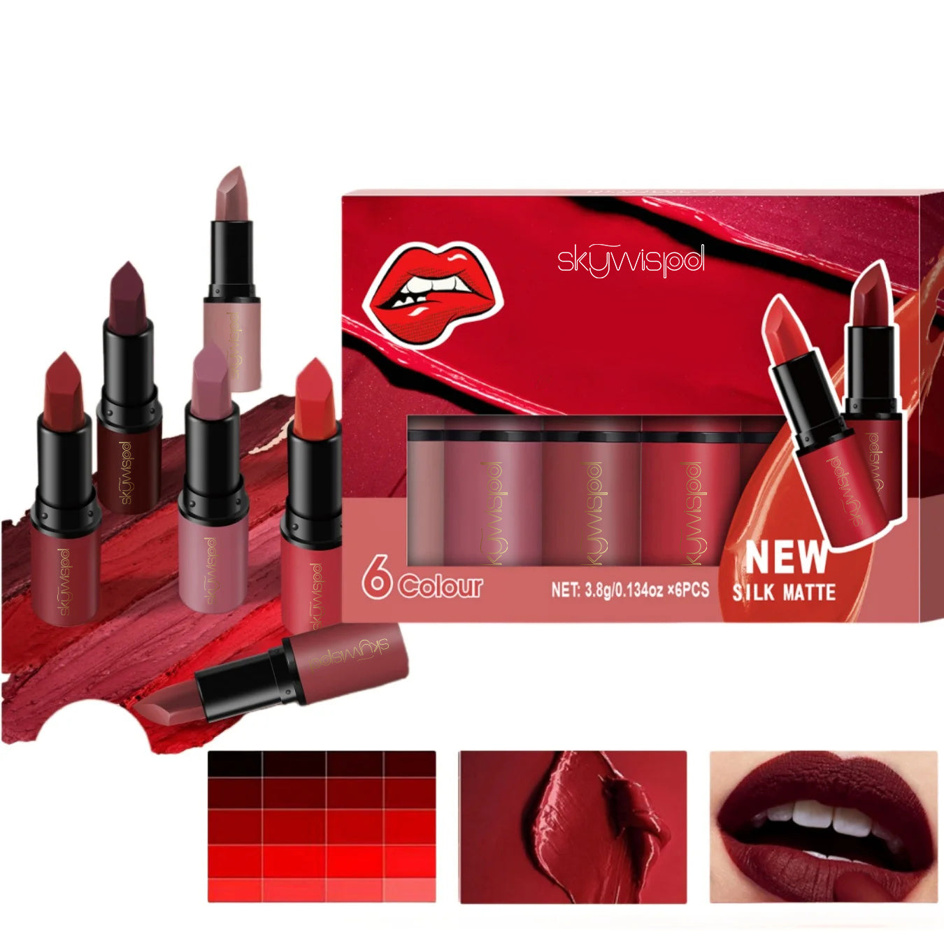 6PCS lipstick set Aterproof long-lasting non-stick cup nude lip
