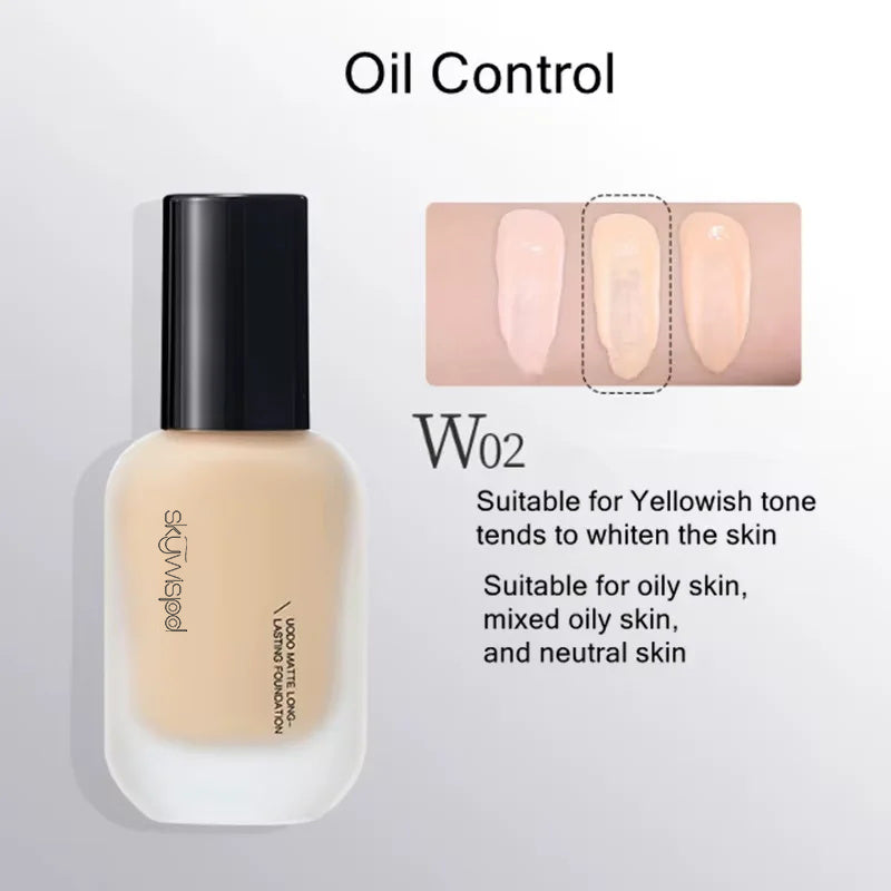 Hydrating Oil-Control Foundation Liquid Long-Lasting Matte Finish Lightweight Formula For Oily