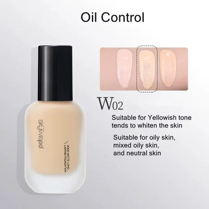 Hydrating Oil-Control Foundation Liquid Long-Lasting Matte Finish Lightweight Formula For Oily