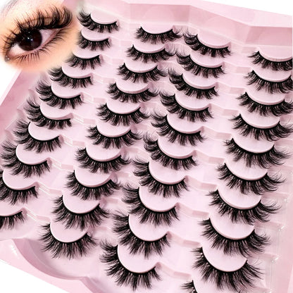 20pairs 5D Fluffy Eyelashes D Curl Lashes Thick Cat Eye Lashes Soft Wispy