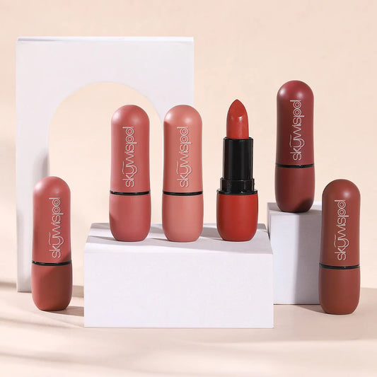 6-Color Matte Lipstick: Velvet Lip Color