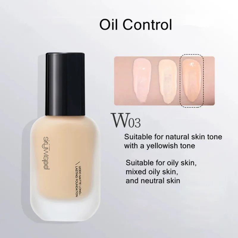 Hydrating Oil-Control Foundation Liquid Long-Lasting Matte Finish Lightweight Formula For Oily